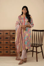 Wine Floral-Designed Kurti Set - mymaa