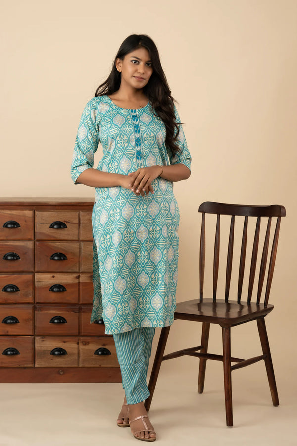 Moroccan Printed Kurti Set - mymaa