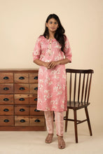 Pink Floral Pattern Kurti Set - mymaa