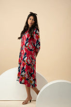 Women's Rayon Blend Red & Blue-Floral Printed Kurta-Maxi - mymaa