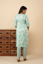 Vintage Leaf Pattern Kurti Set - mymaa