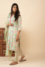 Green Harlequin Printed Kurti Set - mymaa