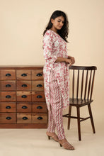 Rose Red Printed Kurti Set - mymaa