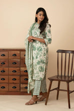 Pistachio Floral Printed Kurti - mymaa
