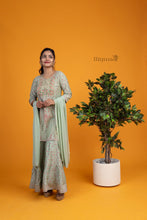 Pistachio Green Ethnic Motifs Gotta Patti Kurta Set - mymaa