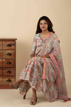 Pink and Blue Aliya Cut Vintage Kurti Set - mymaa