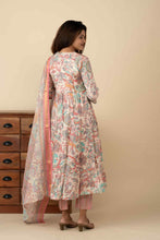 Pink and Blue Aliya Cut Vintage Kurti Set - mymaa