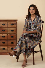 Floral Digital Printed Umbrella Collared Kurti Set - mymaa