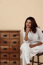 White Floral Digital Print Cotton Silk Kurti - mymaa
