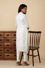 White Floral Digital Print Cotton Silk Kurti - mymaa