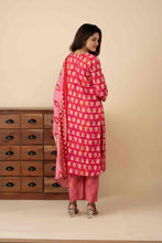 Red & Pink Modal Silk Kurti Set - mymaa