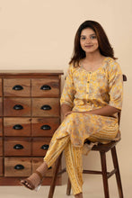 Women's Floral Printed Lemon Yellow Kurti - mymaa