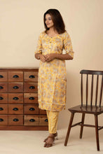 Women's Floral Printed Lemon Yellow Kurti - mymaa