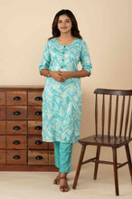 Sea Blue Colour Blended Kurti Set - mymaa