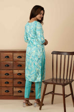 Sea Blue Colour Blended Kurti Set - mymaa