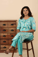 Sea Blue Colour Blended Kurti Set - mymaa