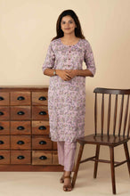 Electric Lavender Upholstery Designed Kurti Set - mymaa