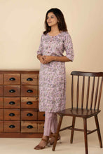 Electric Lavender Upholstery Designed Kurti Set - mymaa