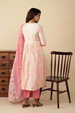 Pink and Cream Polka Dotted Harlequin Kurti Set - mymaa
